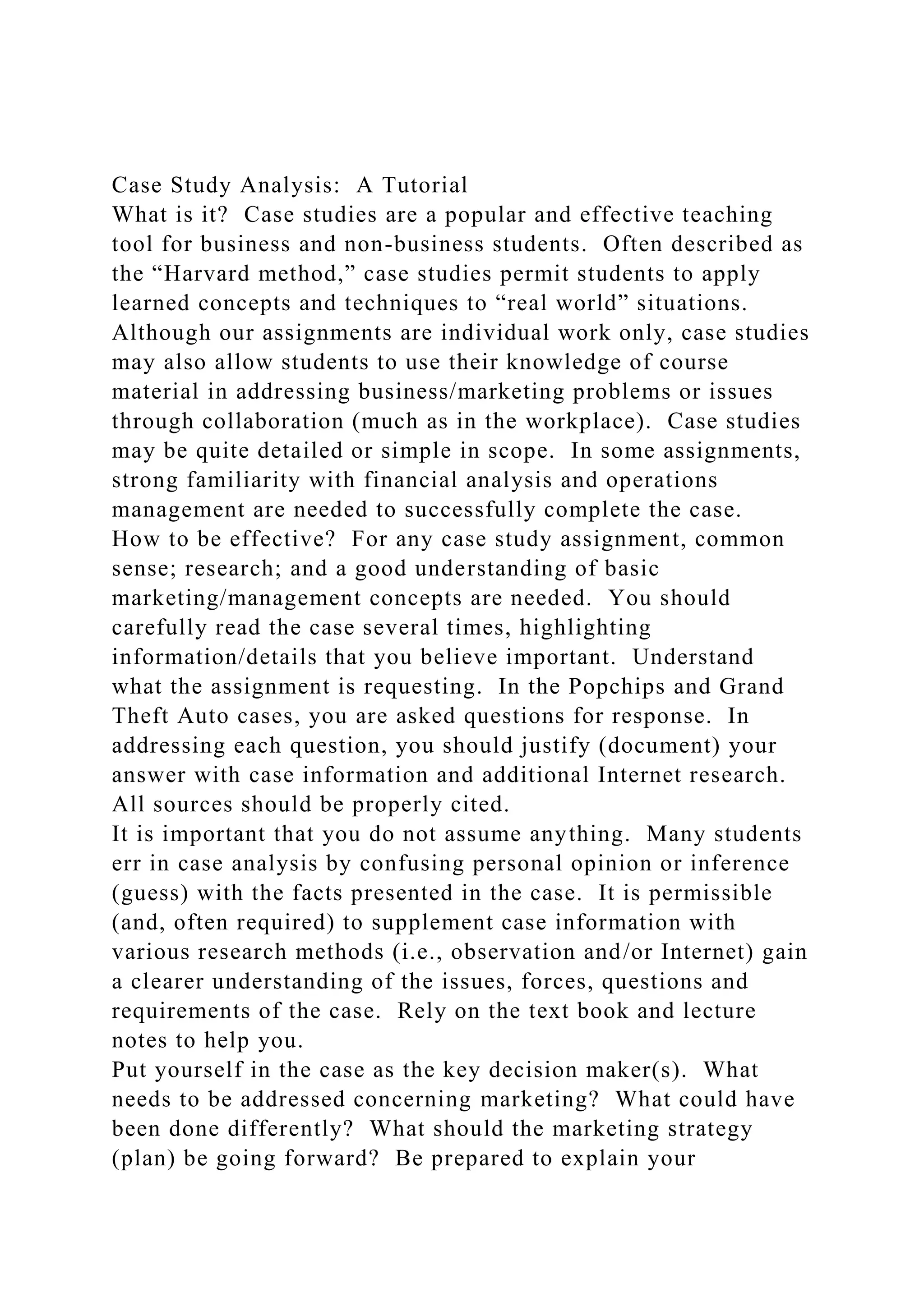 Case Study Analysis A TutorialWhat is it Case studies are a .docx