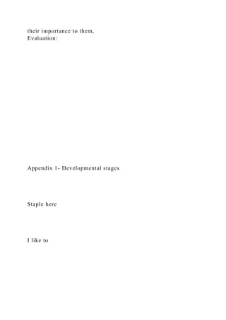 their importance to them,
Evaluation:
Appendix 1- Developmental stages
Staple here
I like to
 