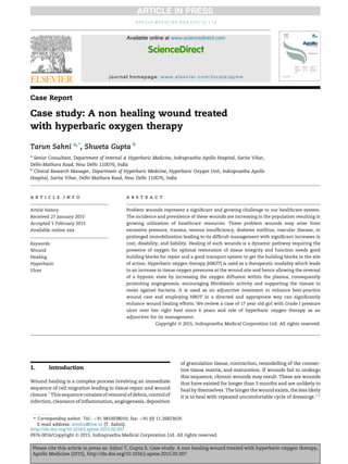 Case study: A non healing wound treated with hyperbaric oxygen therapy ...