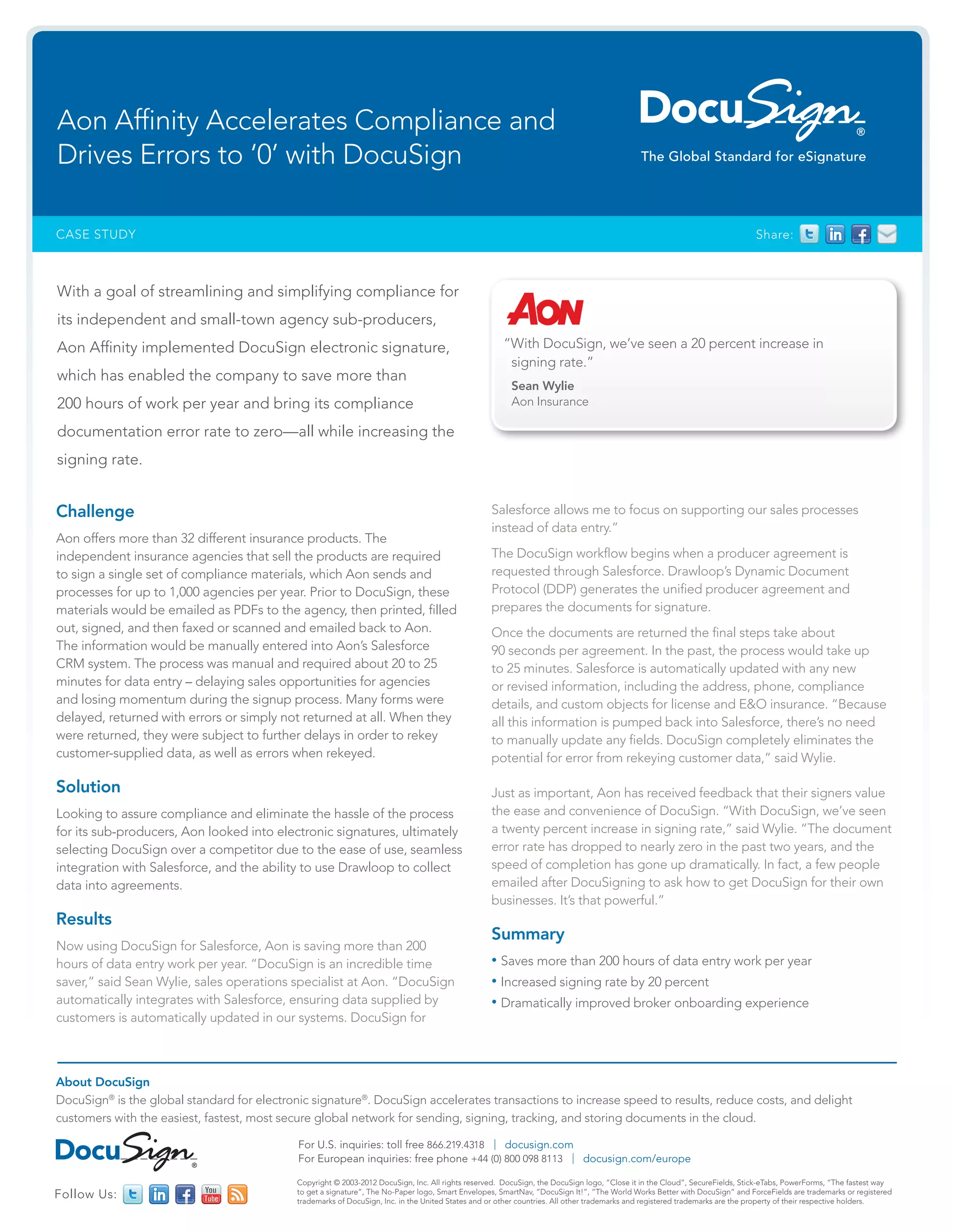 Aon Affinity Insurance DocuSign Case Study PDF