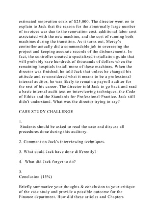 Case Study Chapters 14, 15 & 16.Objective The students wil.docx