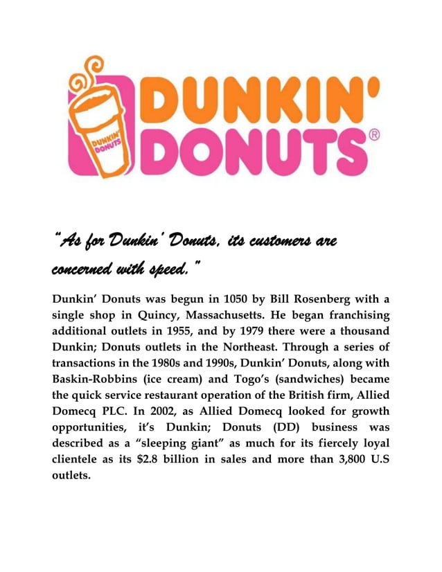 Case study dunkin' donuts