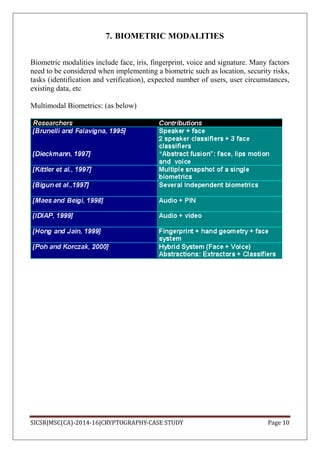 Case study on Usage of Biometrics (Cryptography) | PDF