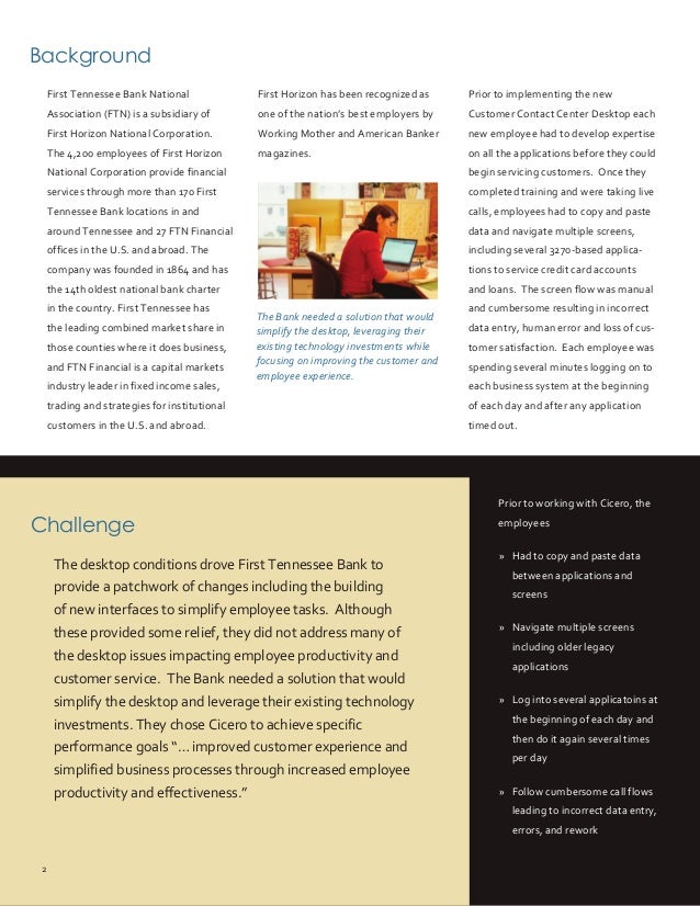 Case Study First Tennessee Bank Delivering Exceptional Customer Serv