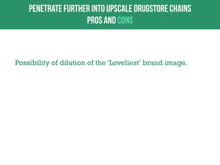 Possibility of dilution of the „Loveliest‟ brand image.

 