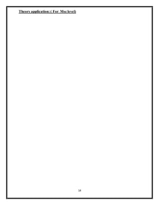 14
Theory application: ( For Msc level)
 