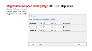 Regression in Coded Units (Only): QXL DOE >Optimize
 