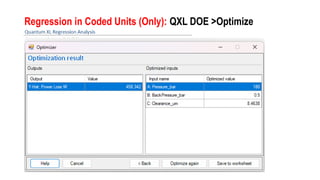 Regression in Coded Units (Only): QXL DOE >Optimize
 