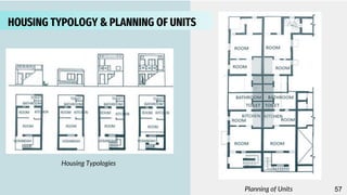 3
PLANNING OF UNITS & INCREMENTAL HOUSING
HOUSING TYPOLOGY & PLANNING OF UNITS
Housing Typologies
Planning of Units 57
 
