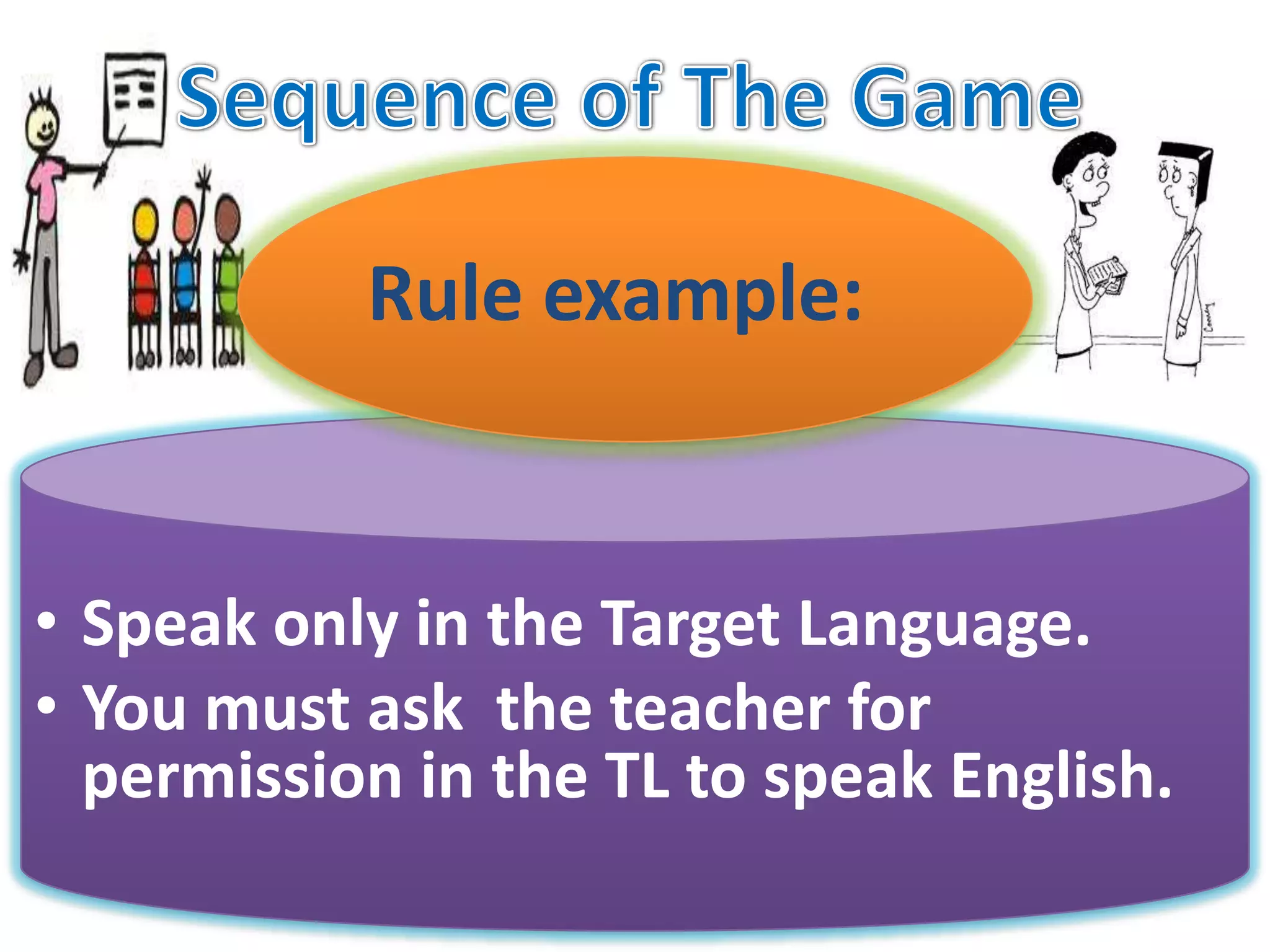 Sequence of The Game Rule example:Speak only in the Target Language. 
