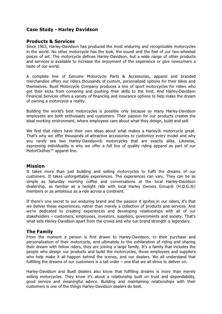 Case study analysis help harley davidson