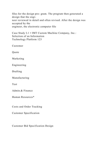 CASE STUDY I-1 IMT Custom Machine Company, Inc. S.docx