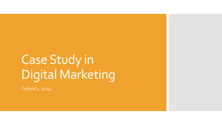 Case Study in 
Digital Marketing 
Febuary, 2014 
 