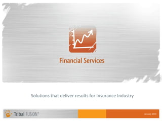 January 2010 Solutions that deliver results for Insurance Industry 