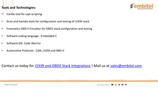 J1939 and OBD2 Stack Integrations With IoT Platform for Fleet Safety | PPTX