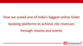 How we scaled one of India’s biggest online ticket
booking platforms to achieve 10x revenues
through movies and events
 