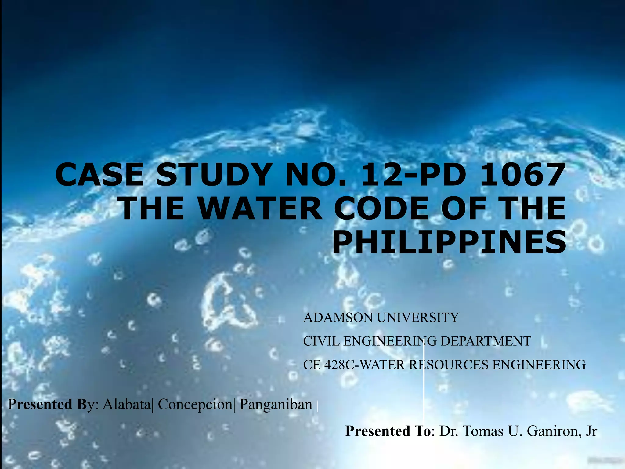 Pd 1067 Case Study No. 12-Presidential Decree No. 1067 | PDF