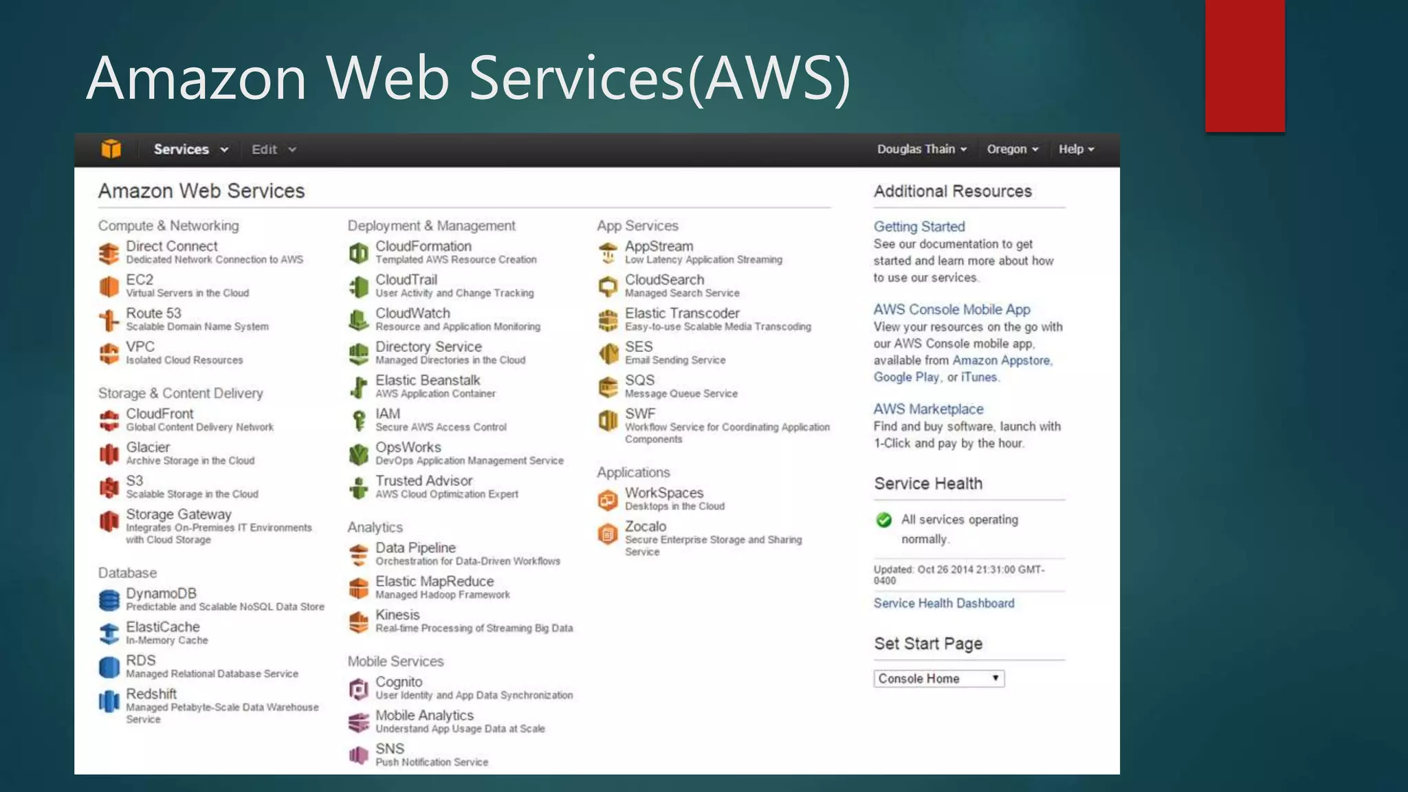 Amazon Web Services(AWS)
 