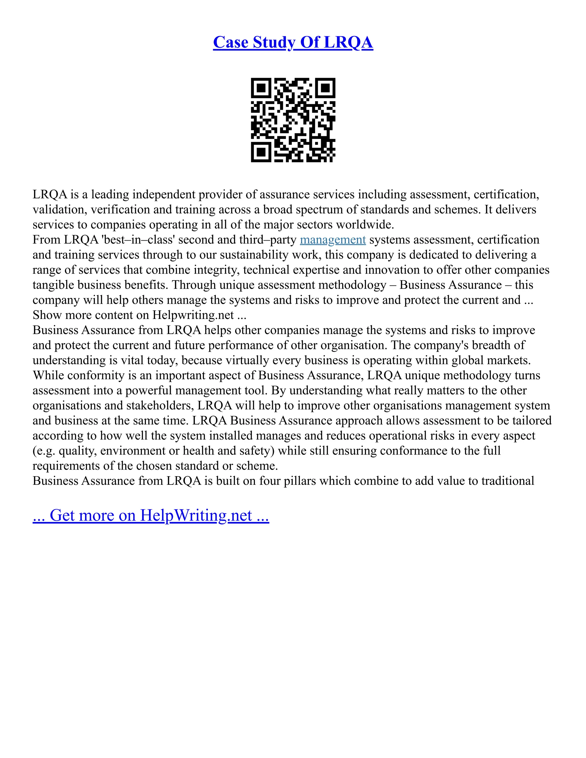 Case Study Of LRQA | PDF