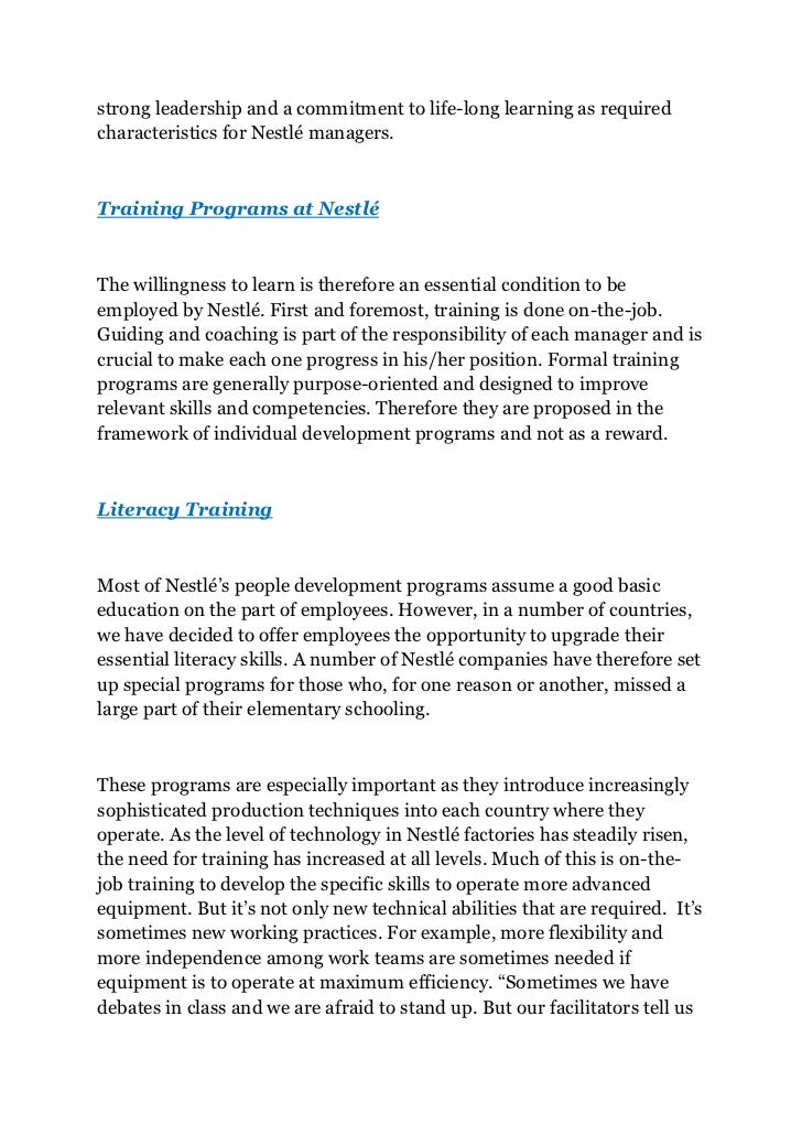 Case study of nestle training and development