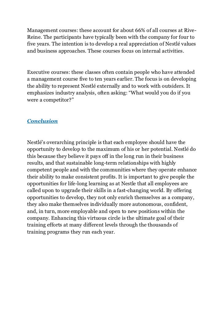 Case study of nestle training and development