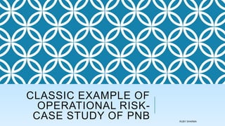 CLASSIC EXAMPLE OF
OPERATIONAL RISK-
CASE STUDY OF PNB RUBY SHARMA
 