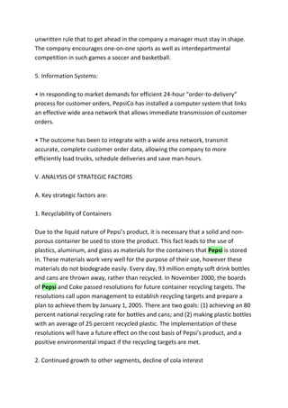Case study of pepsi