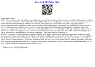 Case Study Of Stuffed Safari | PPT