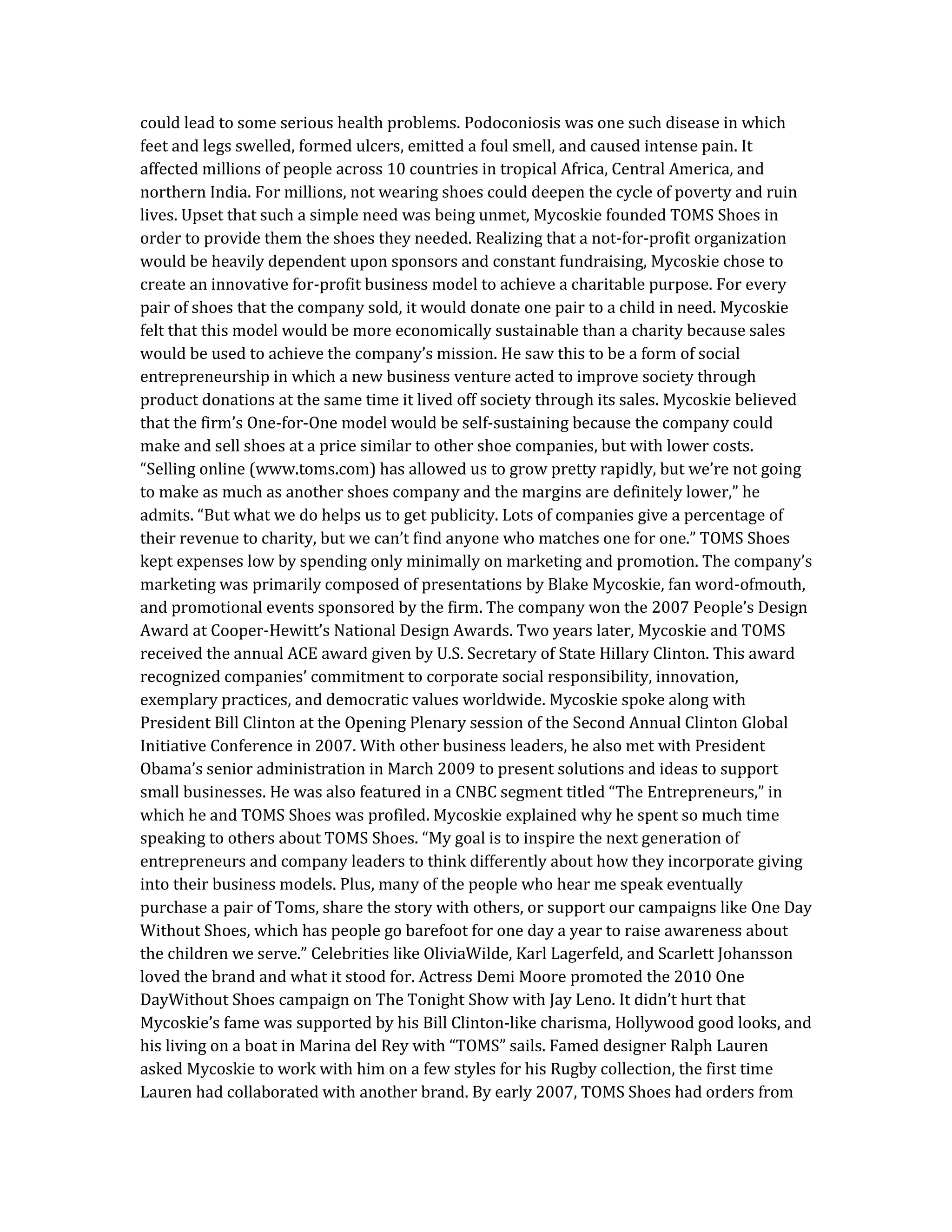 Case Study Of Toms Shoes Company Docx