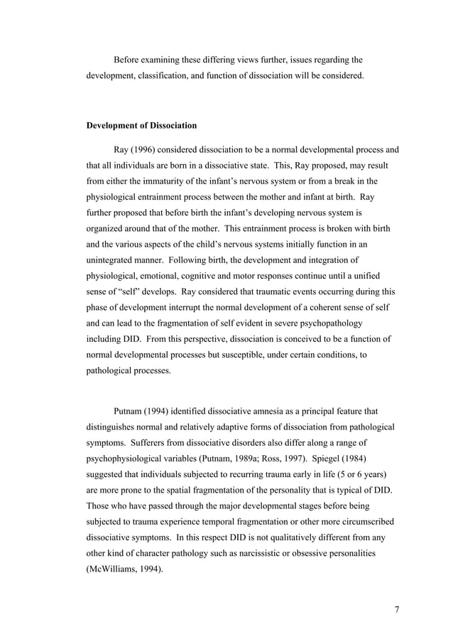 Case Study on Dissociative Identity Disorder Sample