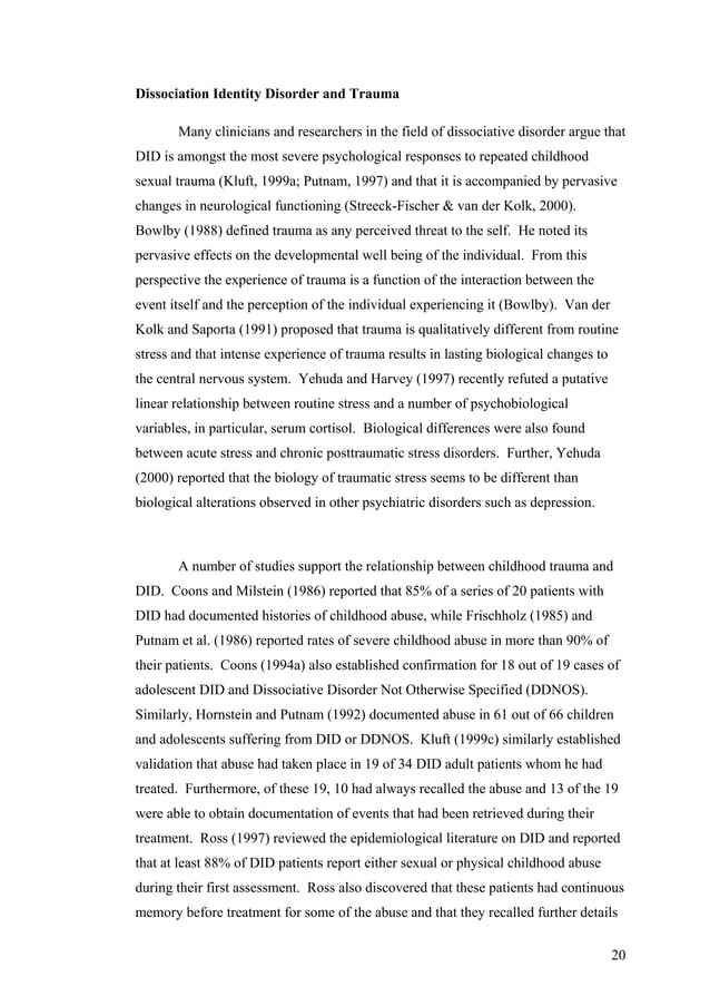 Case Study on Dissociative Identity Disorder Sample