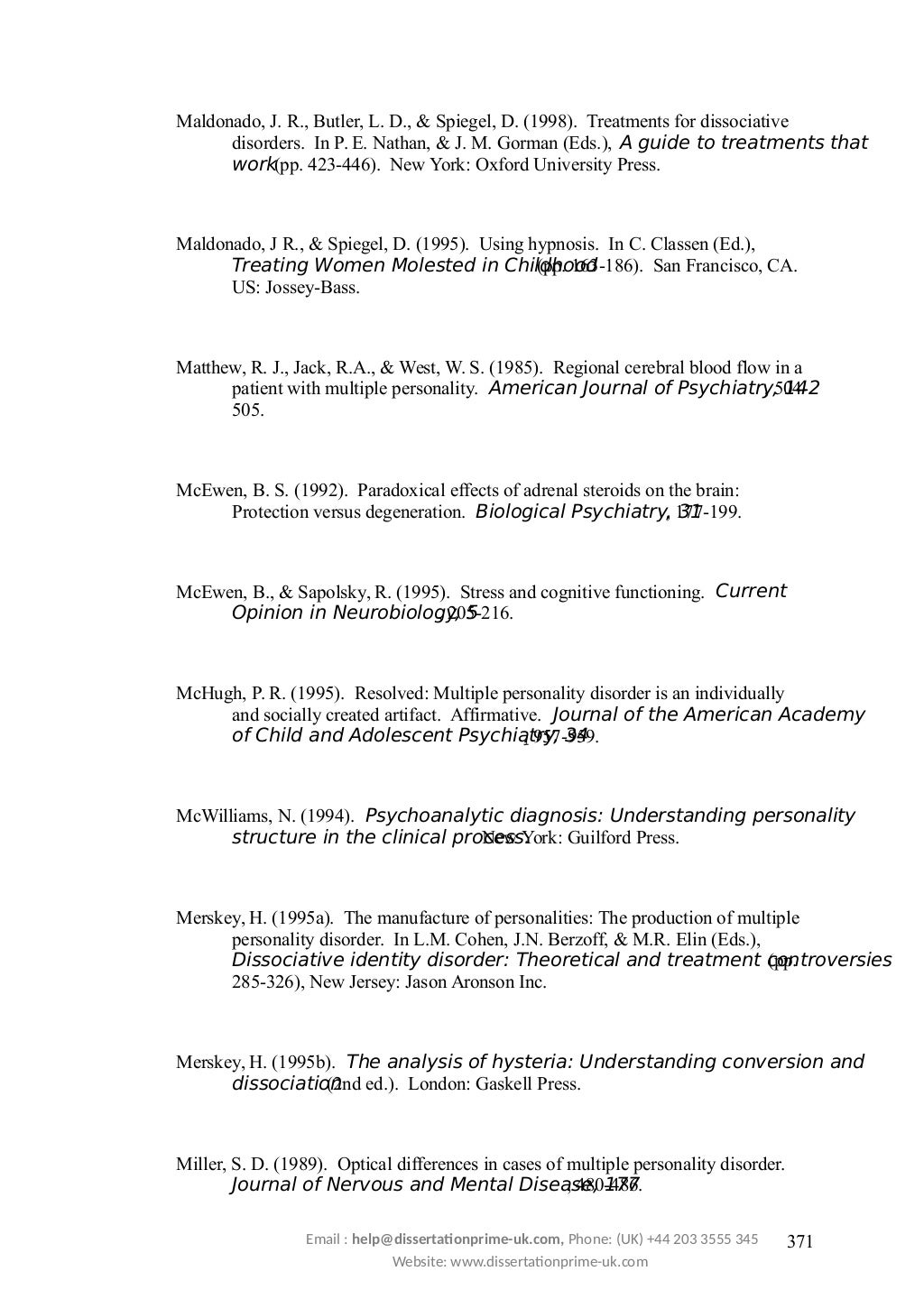 Case Study on Dissociative Identity Disorder Sample