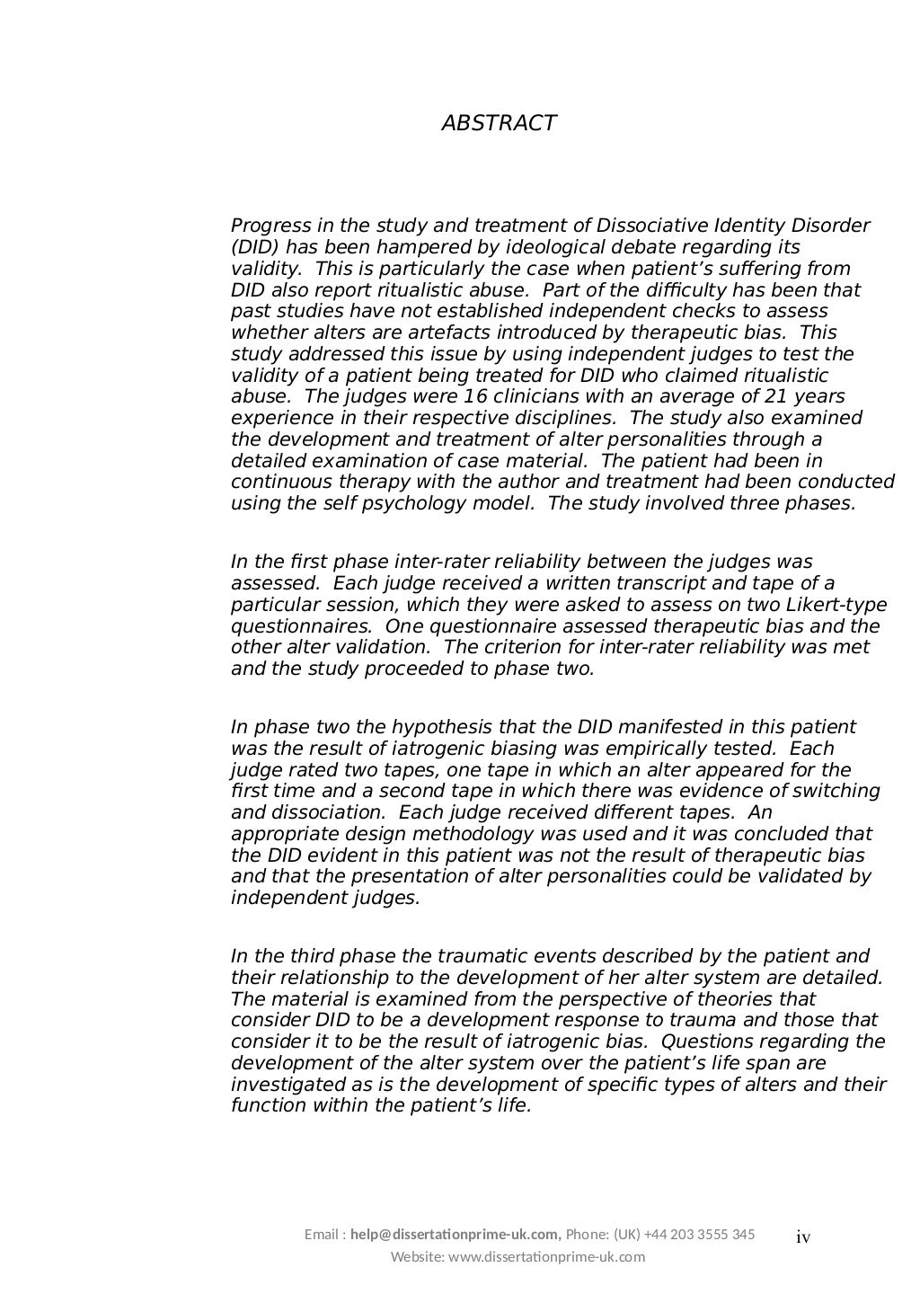 Case Study on Dissociative Identity Disorder Sample