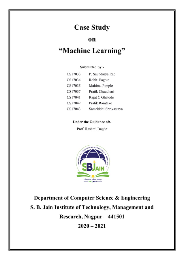 Case study on machine learning | PDF | Artificial Intelligence ...