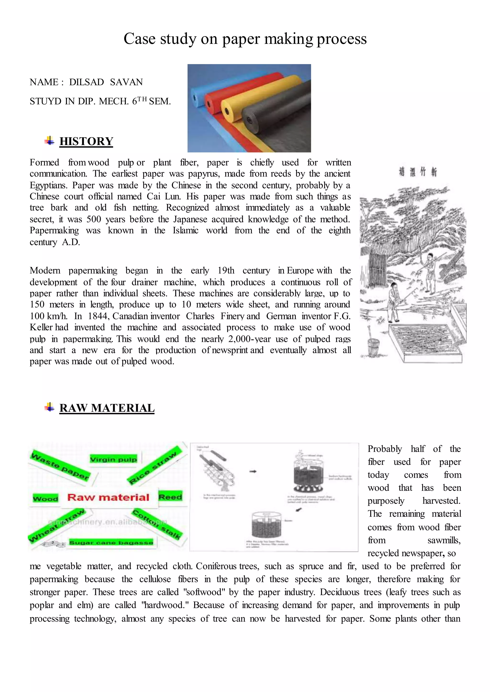 Case study on paper making process PDF