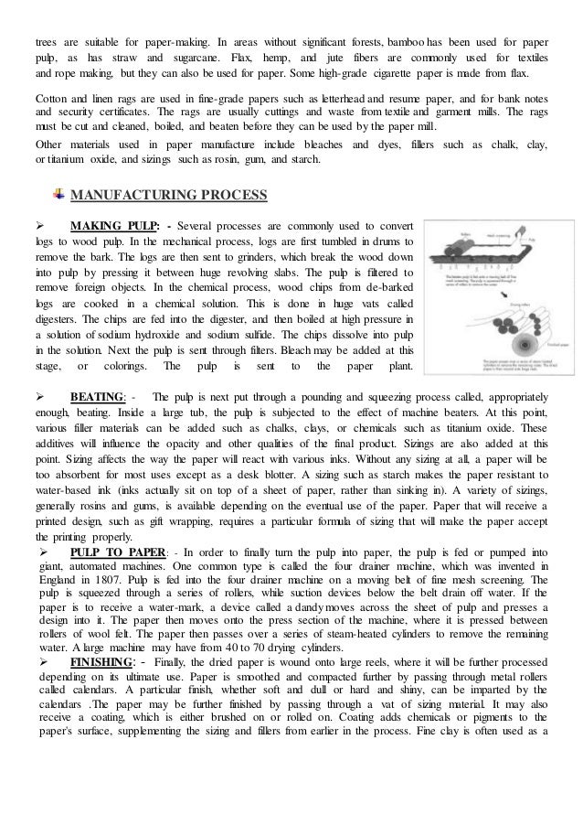 Case study on paper making process