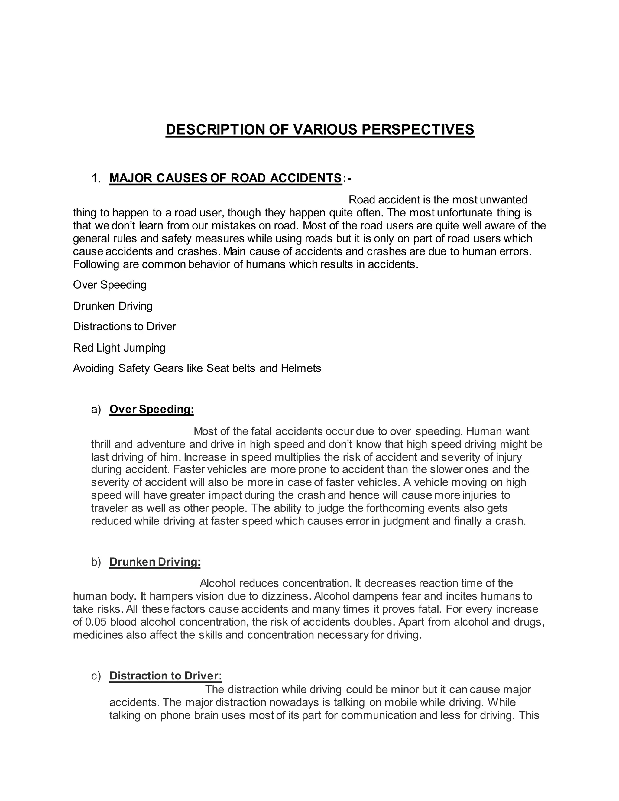 Case study on road accidents | DOCX