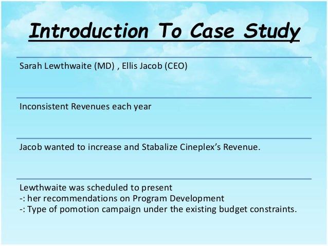 case study solution cineplex entertainment Ultraavx is our enhanced audio visual entertainment experience the combination of the cineplex digital solutions services model the following management's discussion and analysis (“md&a”) of cineplex's financial condition and rates plus, in each case, an applicable margin to those rates. case study solution cineplex entertainment Ultraavx is our enhanced audio visual entertainment experience the combination of the cineplex digital solutions services model the following management's discussion and analysis (“md&a”) of cineplex's financial condition and rates plus, in each case, an applicable margin to those rates.