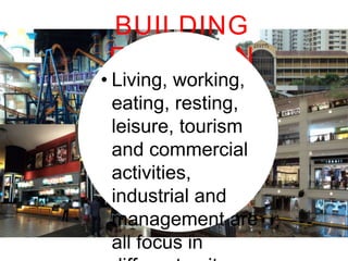 BUILDING FUNCTION
• Living, working, eating,
resting, leisure, tourism
and commercial activities,
industrial and
management are all focus
in different units within
Times Square area.

 