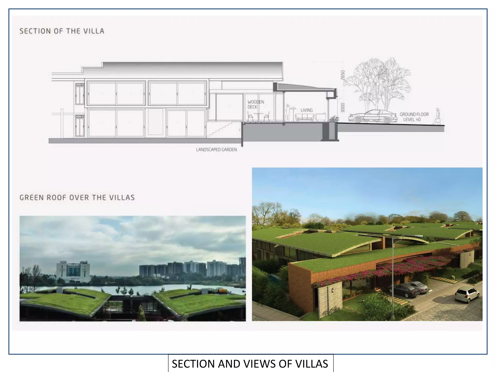 SECTION AND VIEWS OF VILLAS
 