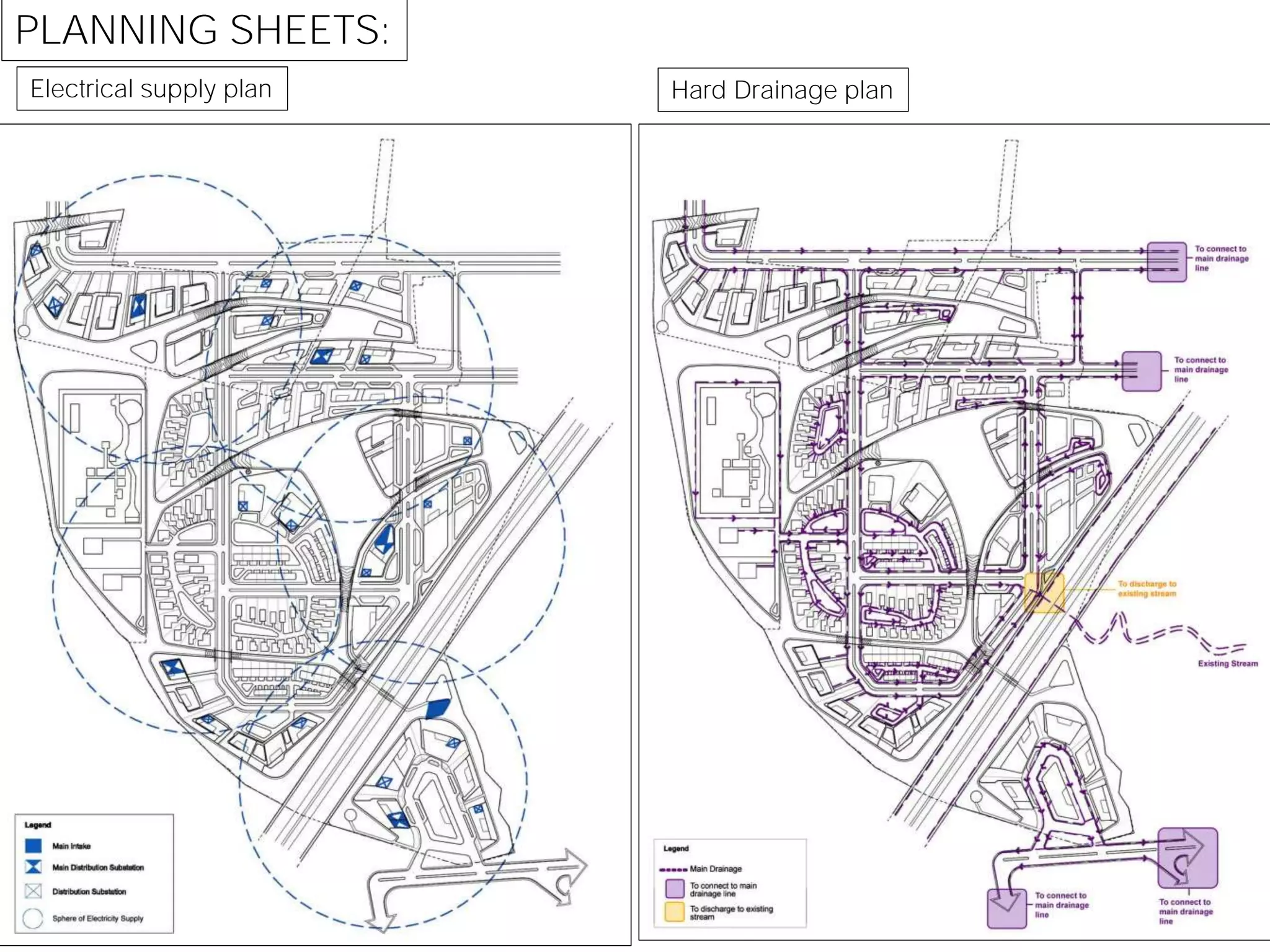 Electrical supply plan Hard Drainage plan
PLANNING SHEETS:
 