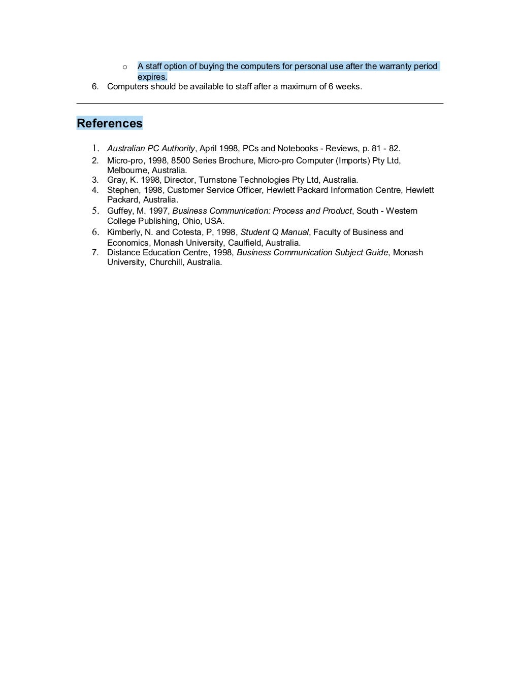 Case study report (Memo)