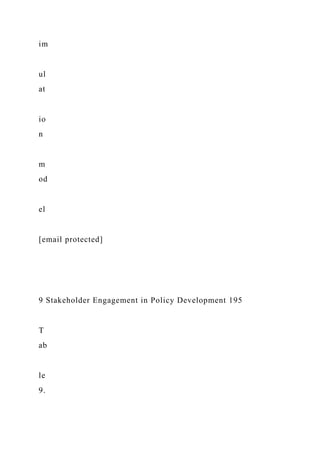 im
ul
at
io
n
m
od
el
[email protected]
9 Stakeholder Engagement in Policy Development 195
T
ab
le
9.
 
