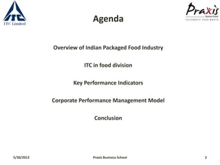 Agenda

            Overview of Indian Packaged Food Industry

                       ITC in food division

              ...