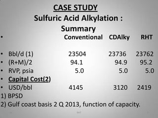 Case study sulfuric acid alkylation | PPT