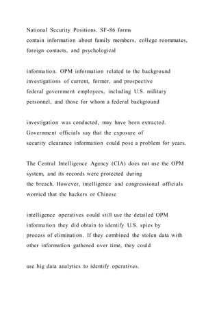 Case Study U.S. Office of Personnel Management Data Breach No | DOCX ...