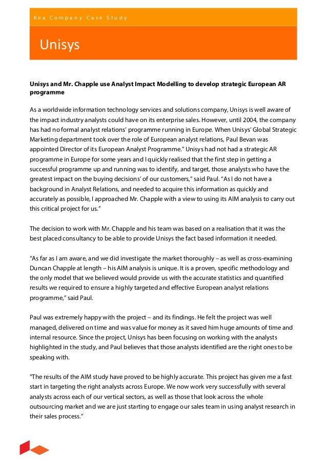 Case study Unisys Analyst Relations