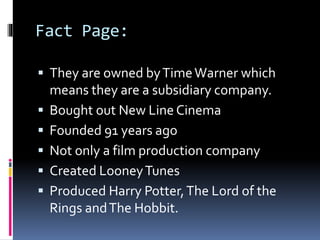 Case Study Warner Brothers | PPTX
