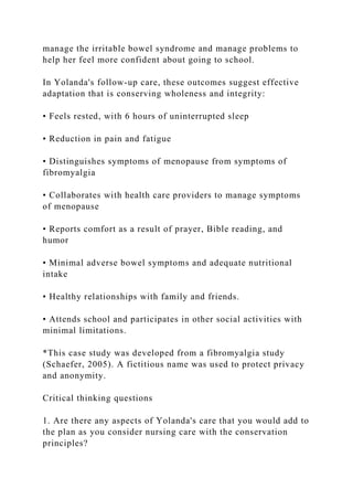 CASE STUDY Week 7 Conservation ModelYolanda is a 55-year-old mar.docx