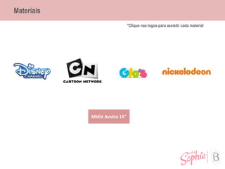 Materiais
*Clique nas logos para assistir cada material
Mídia Avulsa 15”
 